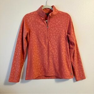 Eddie Bauer Quest 1/4 Quarter Half Zip Fleece Leopard Print Pullover Sweater